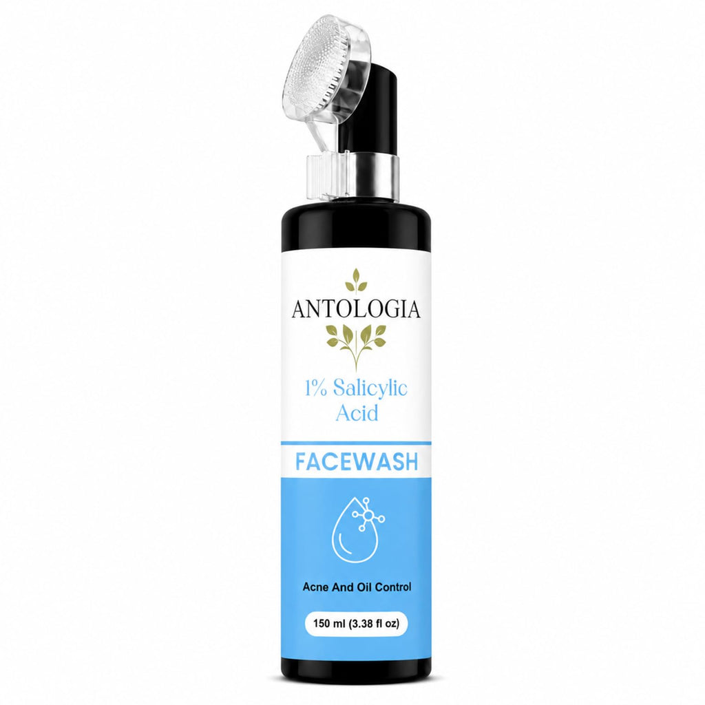 Antologia 1% Salicylic Acid Face Wash for Acne & Oil Control, Gentle Daily Facial Cleanser for Oily and Acne Prone Skin, Lightweight Formula, 150ml