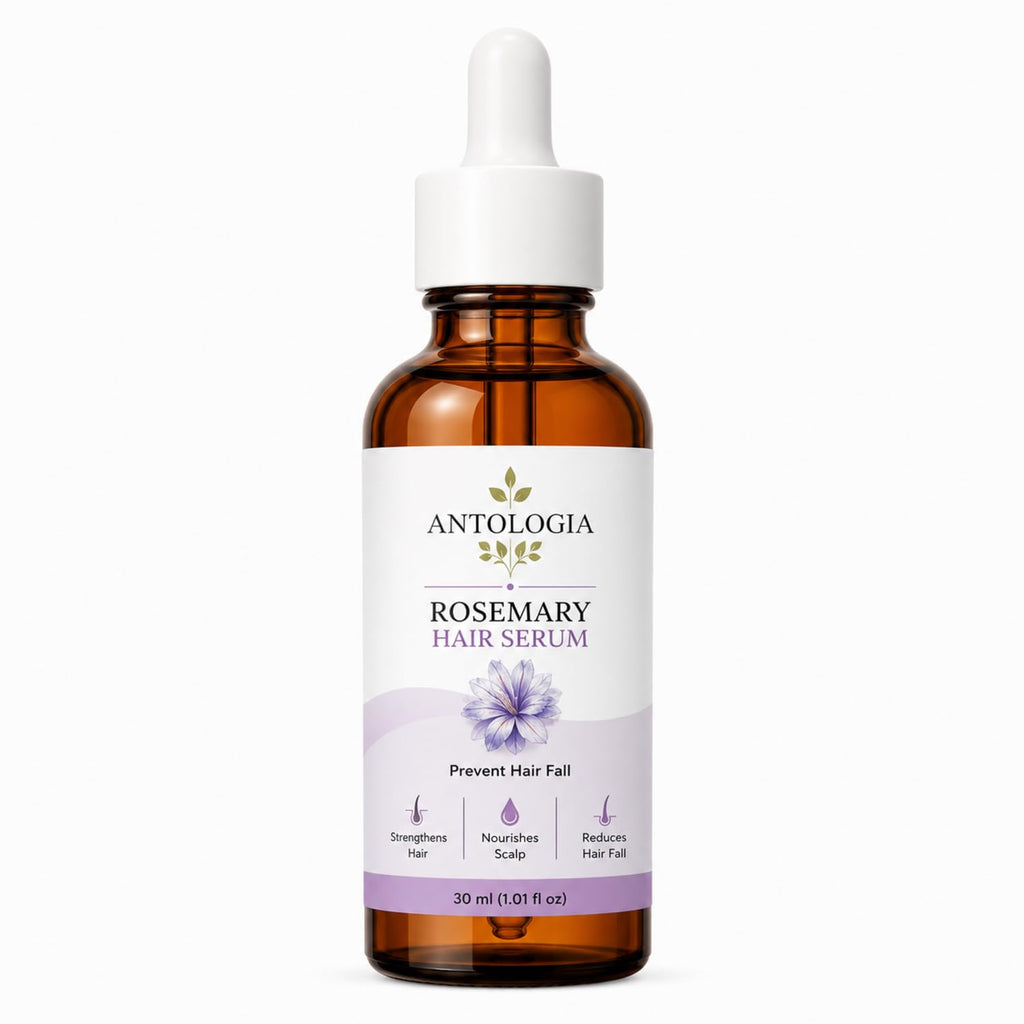 Antologia Rosemary Hair Serum for Hair Fall Control & Scalp Nourishment, Lightweight Hair Care Serum for Stronger and Healthier Looking Hair, 30ml