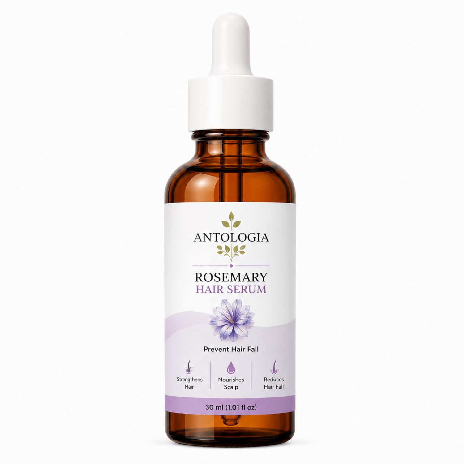 Antologia Rosemary Hair Serum for Hair Fall Control & Scalp Nourishment, Lightweight Hair Care Serum for Stronger and Healthier Looking Hair, 30ml