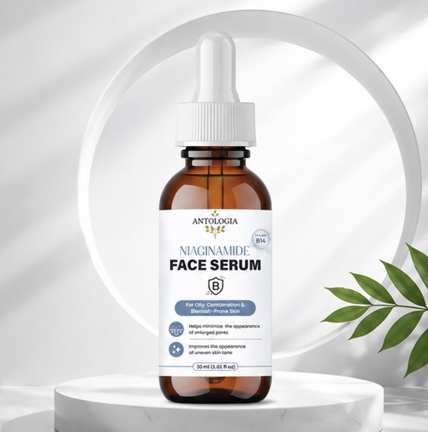 ANTOLOGIA Niacinamide Face Serum with Vitamin B3 for Oily Combination and Blemish Prone Skin Helps Improve Skin Tone Supports Smoother Looking Skin 30 ml