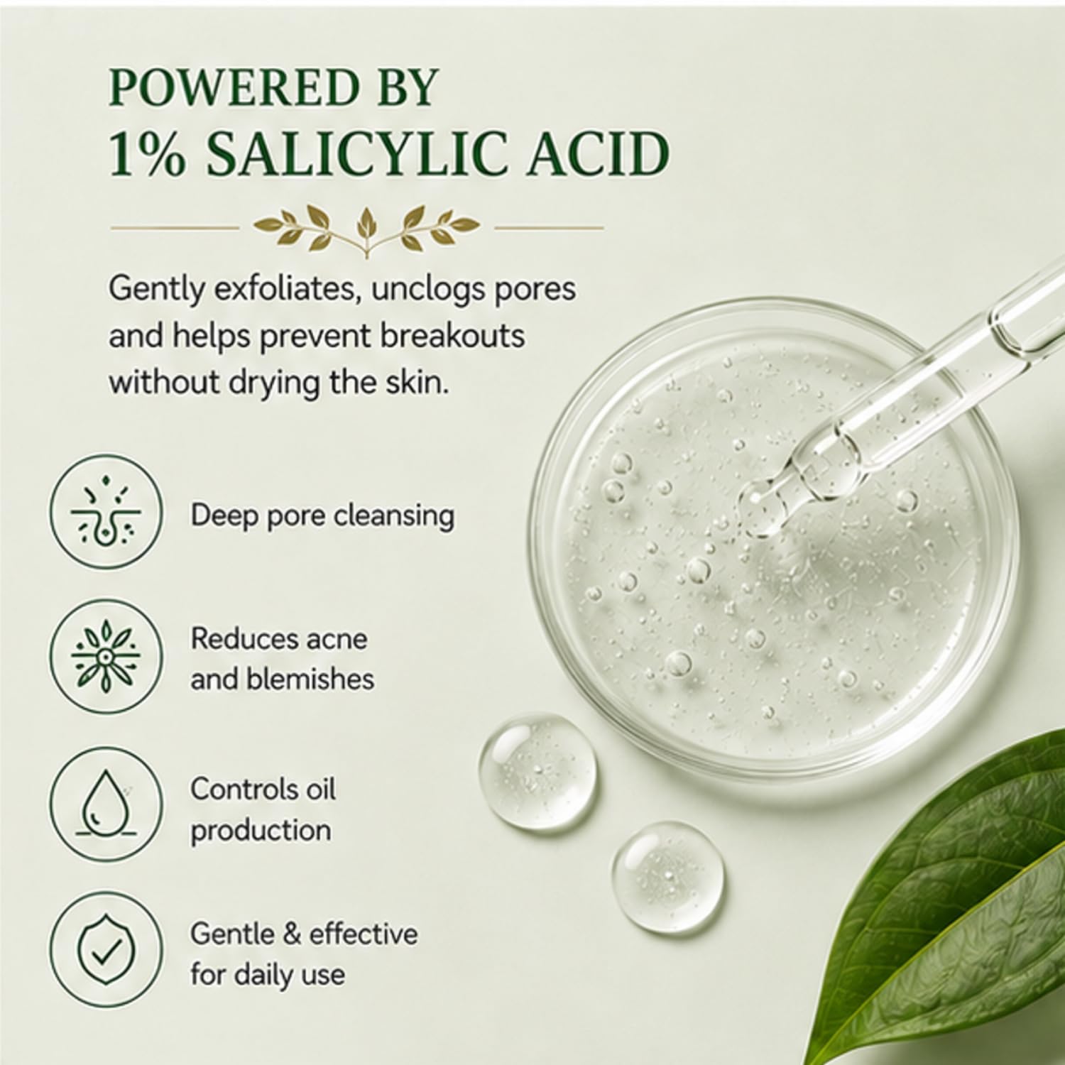 Antologia Moisturising Face Cream with 1% Salicylic Acid for Acne & Blemish Control, Hydrating Daily Face Moisturizer for Oily & Combination Skin, 50g