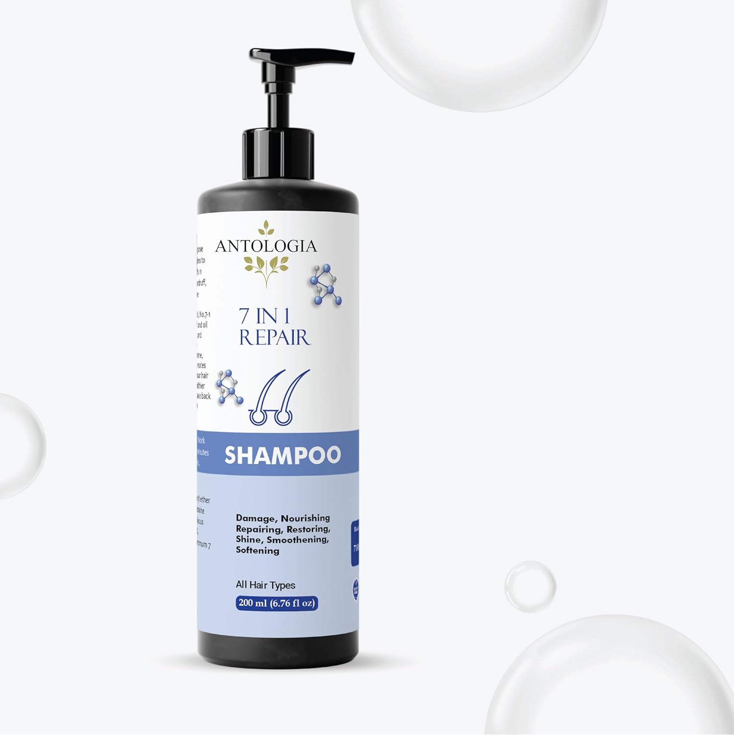Antologia 7 in 1 Repair Shampoo, All Hair Types, Nourishing and Restoring, 200ml