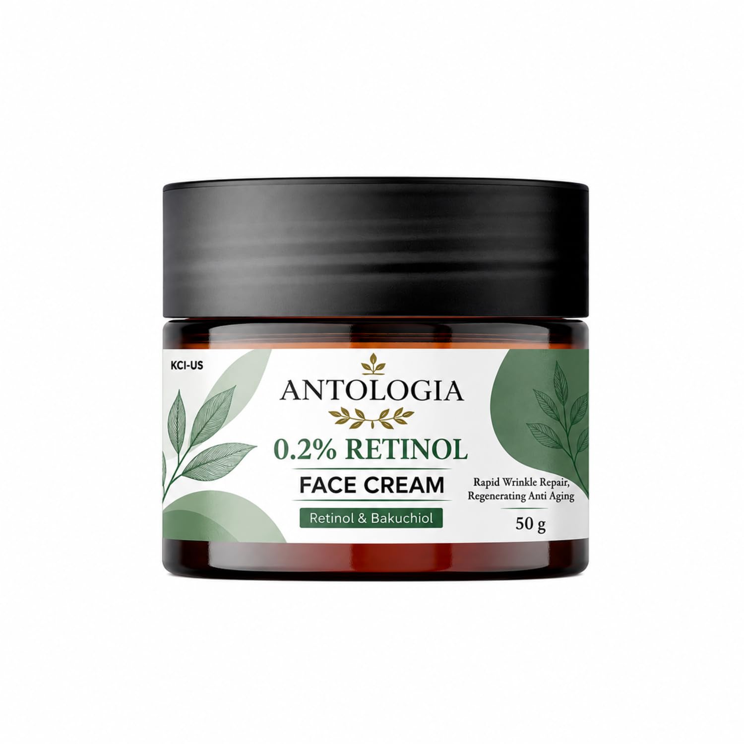 Antologia 0.2% Retinol Face Cream with Retinol & Bakuchiol for Wrinkle Care and Skin Renewal, Lightweight Anti Ageing Moisturiser for Smooth Skin, 50g