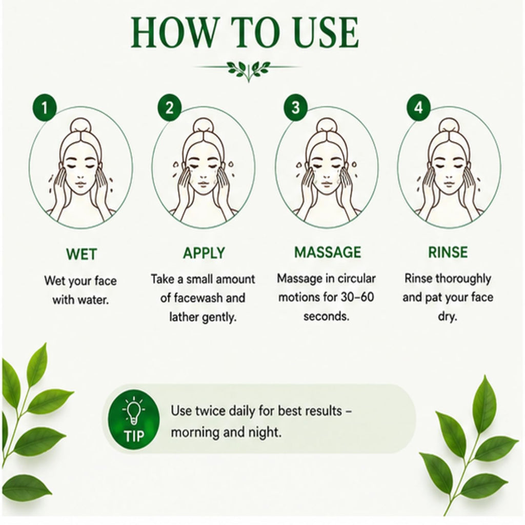 Antologia Green Tea Face Wash for Fresh & Clean Looking Skin, Gentle Daily Facial Cleanser with Refreshing Formula for Oily and Combination Skin, 100ml