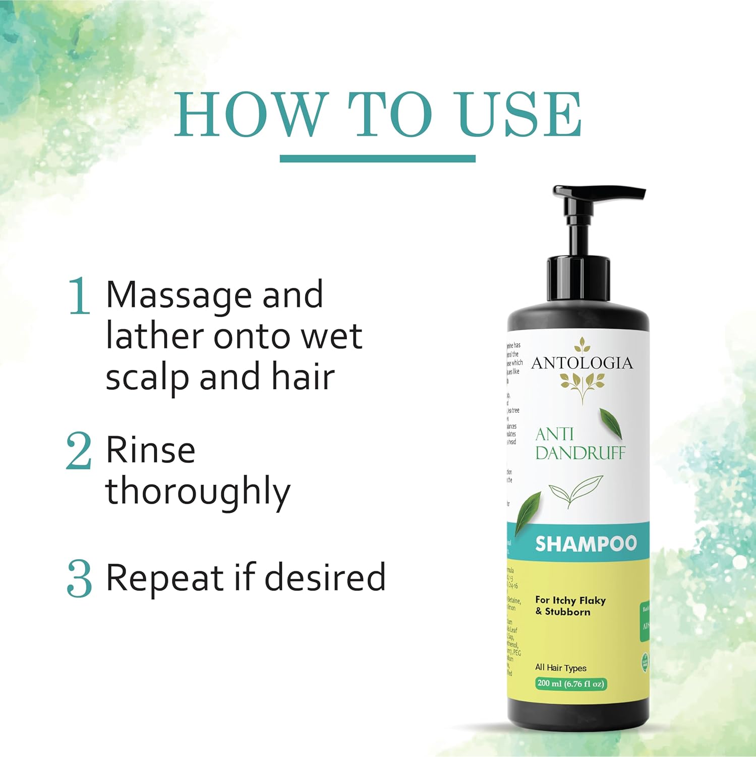 Antologia Anti Dandruff Shampoo, For Itchy Flaky & Stubborn Scalp, All Hair Types, 200 ml