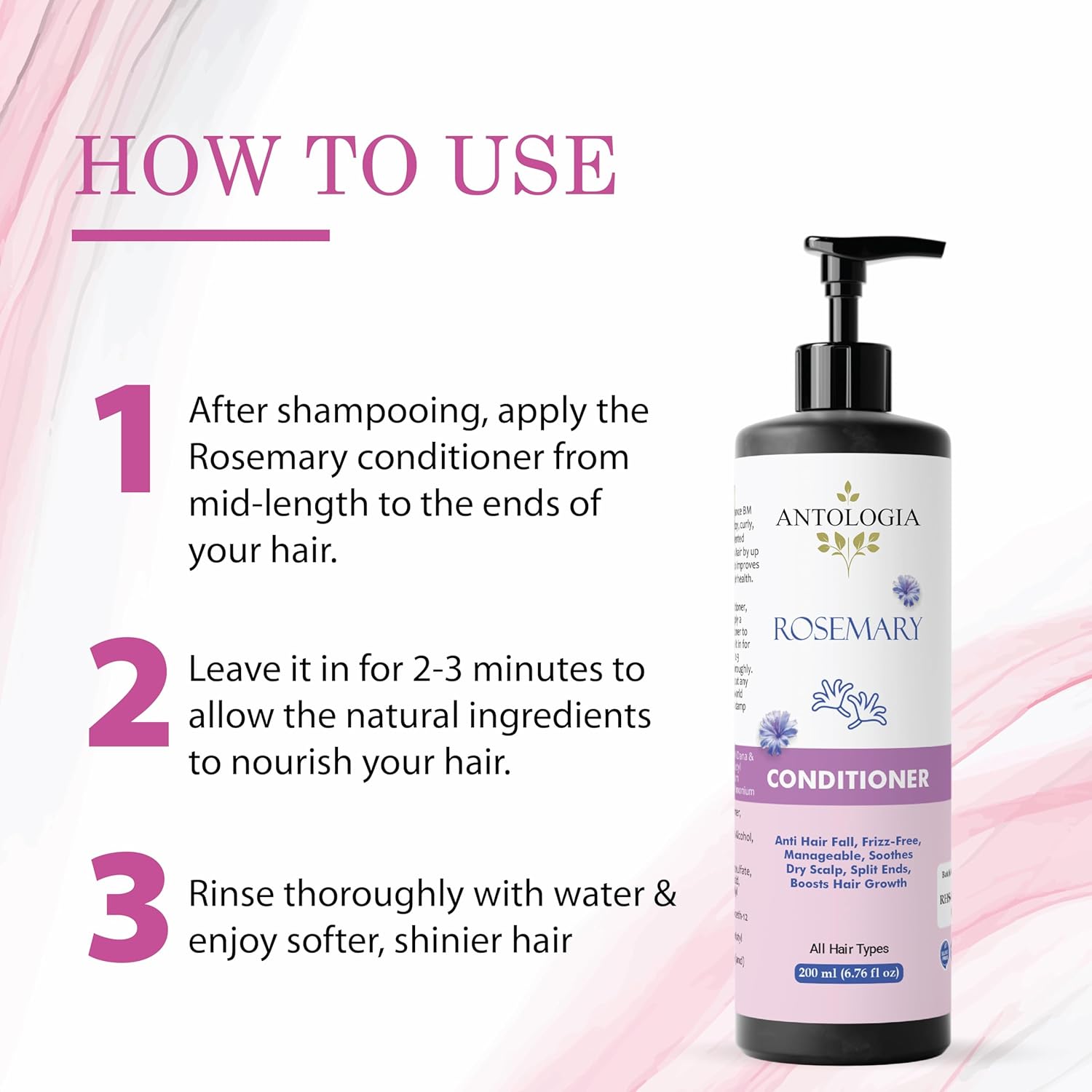 Antologia Conditioner, Nourishing, Repairing, Smoothening, All Hair Types, 200ml (Rosemary Conditioner)