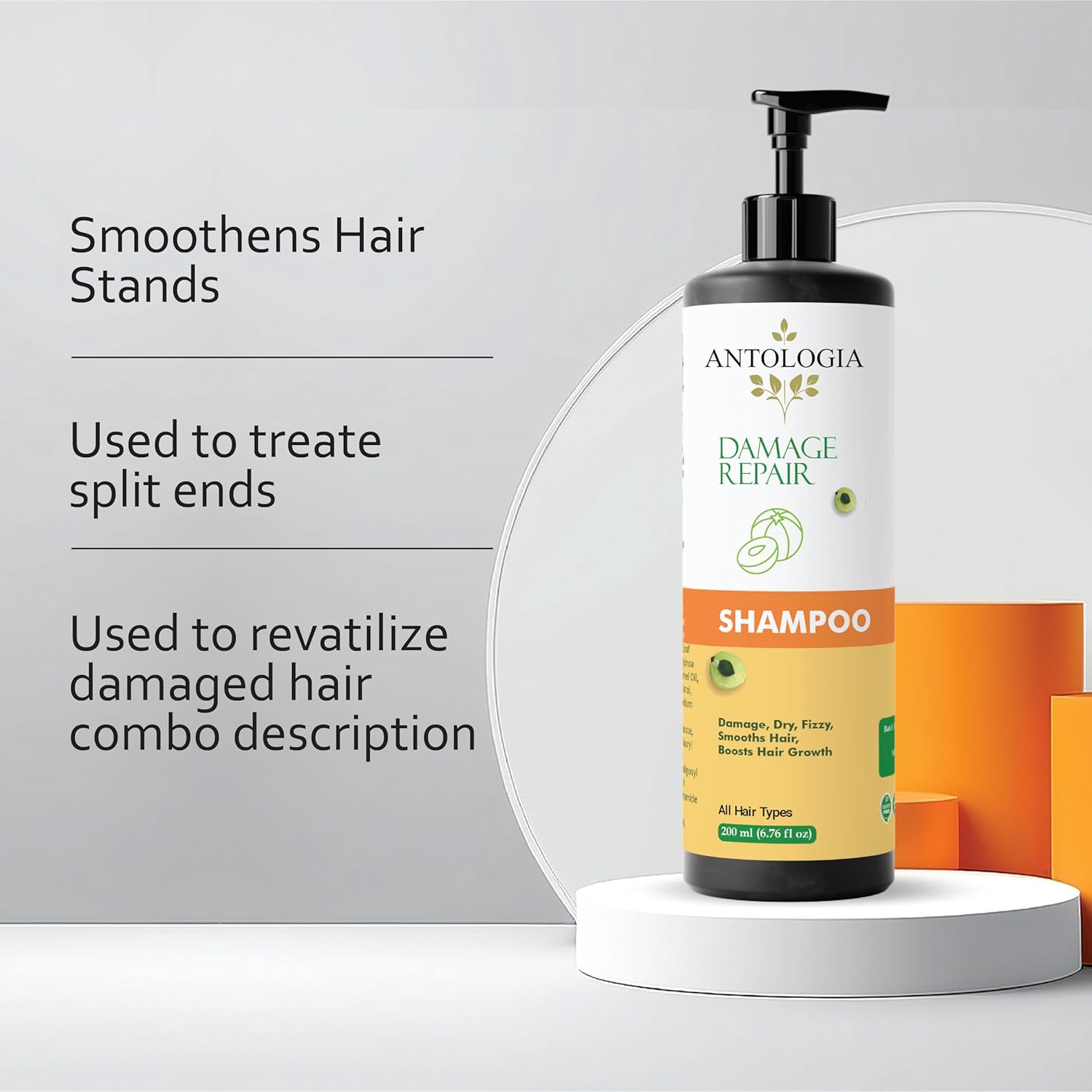 Antologia Damage Repair Shampoo, All Hair Types, Boosts Hair Growth, Smooths Hair, 200ml