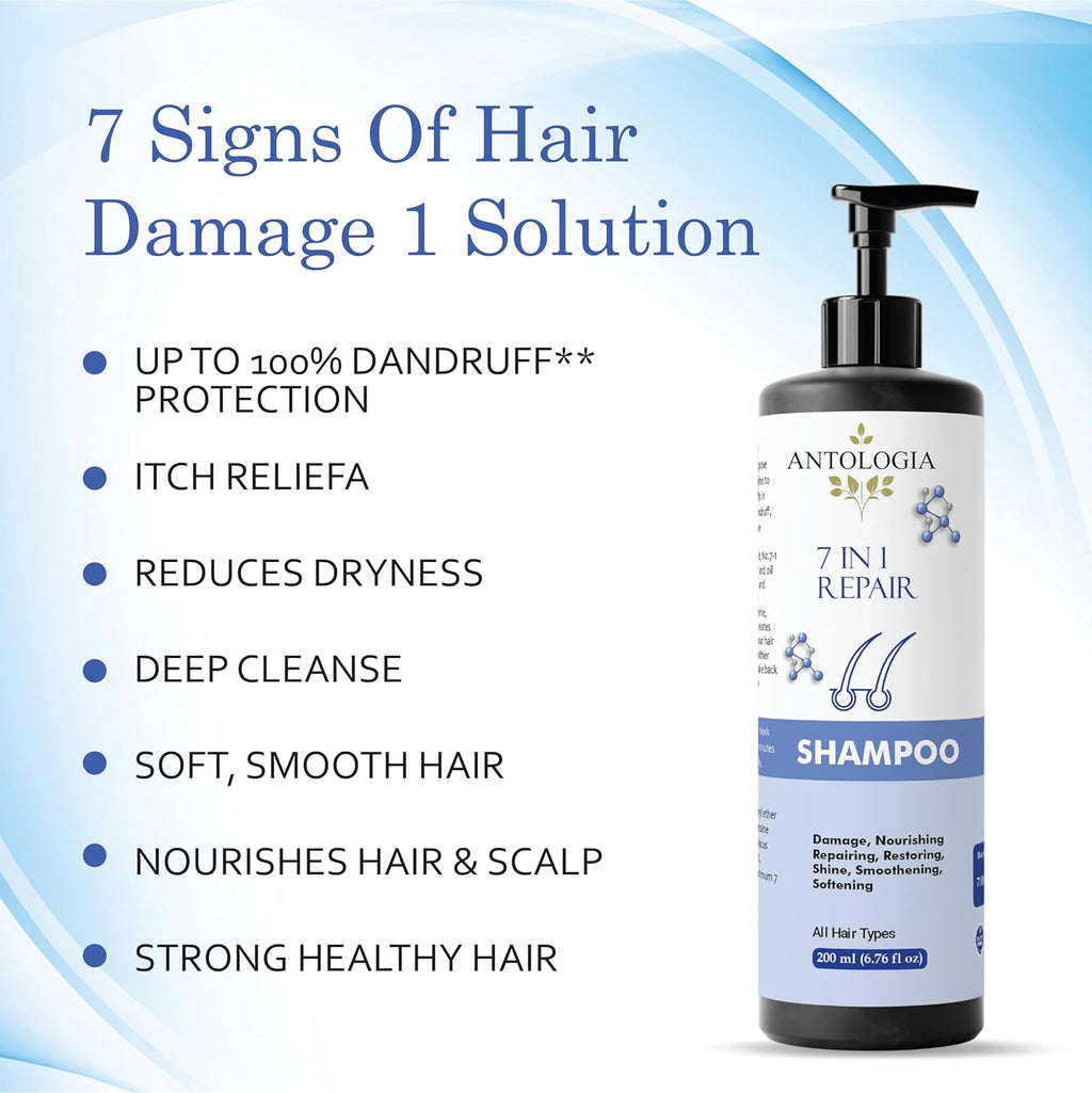 Antologia 7 in 1 Repair Shampoo, All Hair Types, Nourishing and Restoring, 200ml