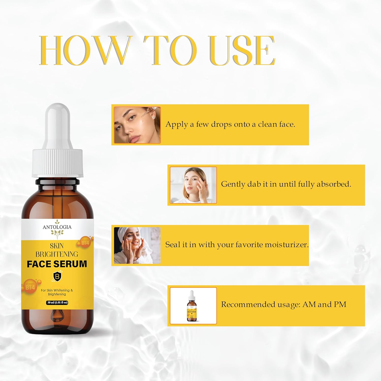 Antologia Skin Brightening Face Serum with Vitamin B14, 30 ml, Whitening Formula