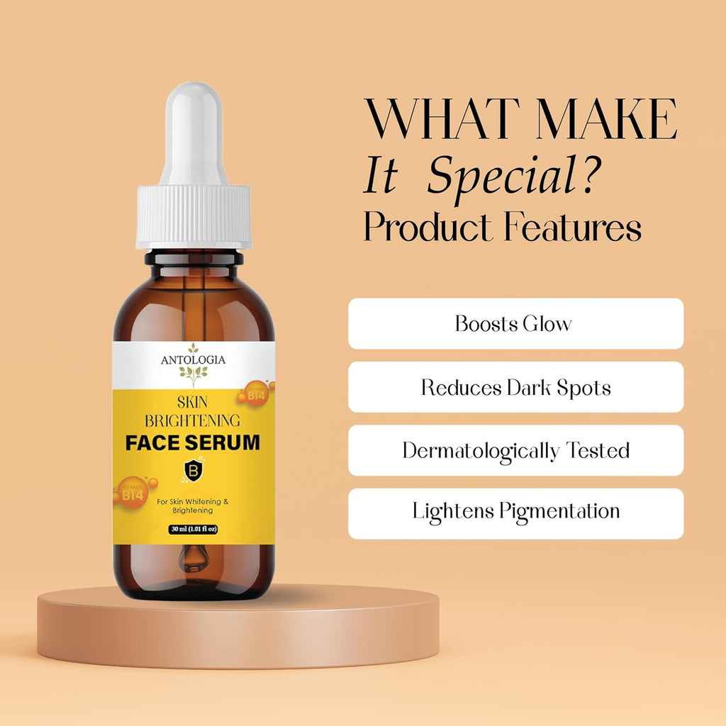 Antologia Skin Brightening Face Serum with Vitamin B14, 30 ml, Whitening Formula