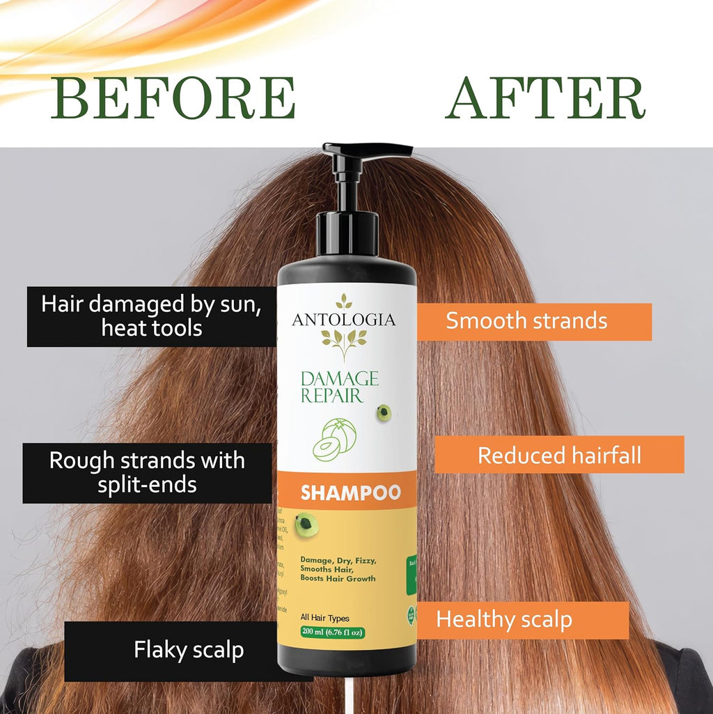 Antologia Damage Repair Shampoo, All Hair Types, Boosts Hair Growth, Smooths Hair, 200ml